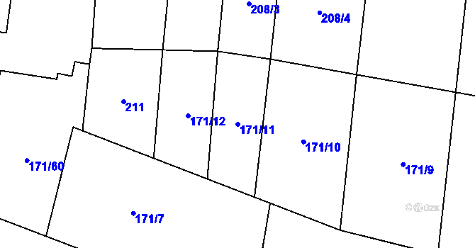 Parcela st. 171/11 v KÚ Laškov, Katastrální mapa