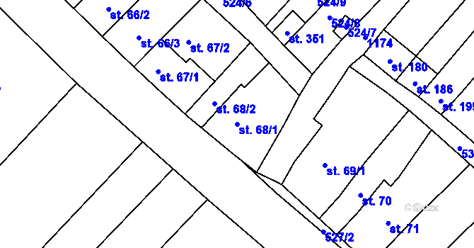 Parcela st. 68/1 v KÚ Laškov, Katastrální mapa
