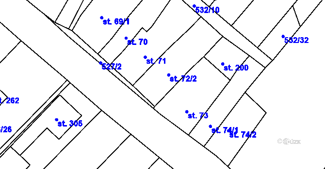 Parcela st. 72/1 v KÚ Laškov, Katastrální mapa