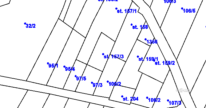 Parcela st. 157/3 v KÚ Laškov, Katastrální mapa