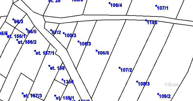 Parcela st. 106/5 v KÚ Laškov, Katastrální mapa