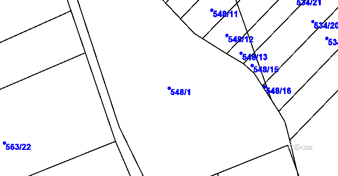 Parcela st. 548/1 v KÚ Laškov, Katastrální mapa