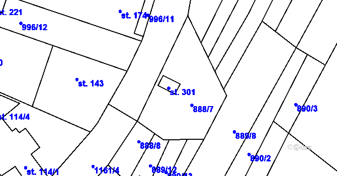 Parcela st. 301 v KÚ Laškov, Katastrální mapa