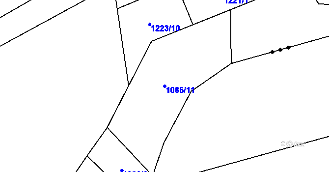Parcela st. 1086/11 v KÚ Laškov, Katastrální mapa