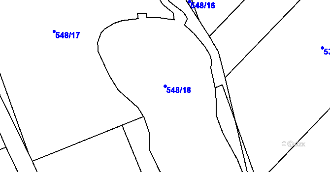 Parcela st. 548/18 v KÚ Laškov, Katastrální mapa