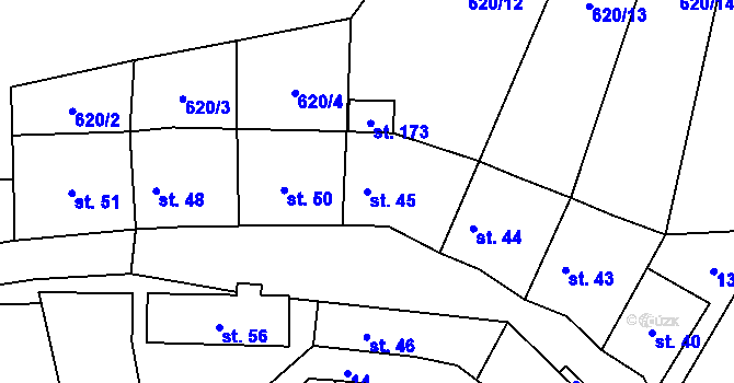 Parcela st. 45 v KÚ Lašovice, Katastrální mapa