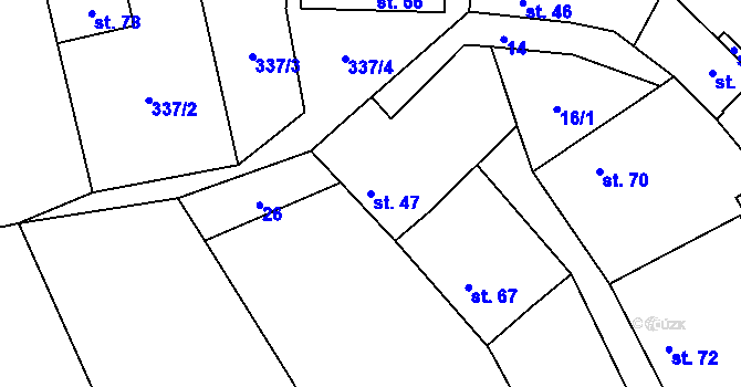 Parcela st. 47 v KÚ Lašovice, Katastrální mapa