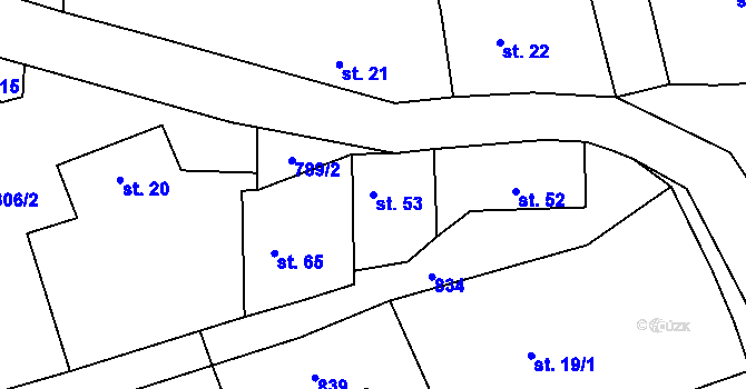 Parcela st. 53 v KÚ Lašovice, Katastrální mapa