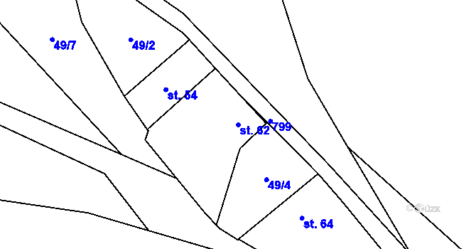 Parcela st. 62 v KÚ Lašovice, Katastrální mapa