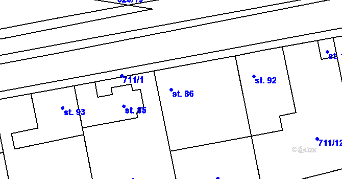 Parcela st. 86 v KÚ Lašovice, Katastrální mapa