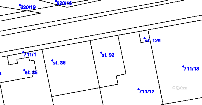 Parcela st. 92 v KÚ Lašovice, Katastrální mapa
