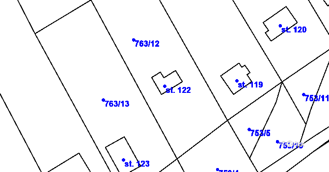 Parcela st. 122 v KÚ Lašovice, Katastrální mapa