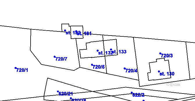 Parcela st. 132 v KÚ Lašovice, Katastrální mapa