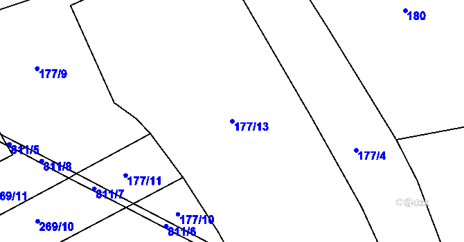 Parcela st. 177/13 v KÚ Lašovice, Katastrální mapa