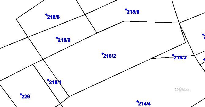 Parcela st. 218/2 v KÚ Lašovice, Katastrální mapa