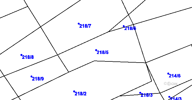 Parcela st. 218/5 v KÚ Lašovice, Katastrální mapa