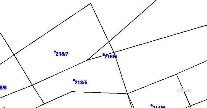 Parcela st. 218/6 v KÚ Lašovice, Katastrální mapa