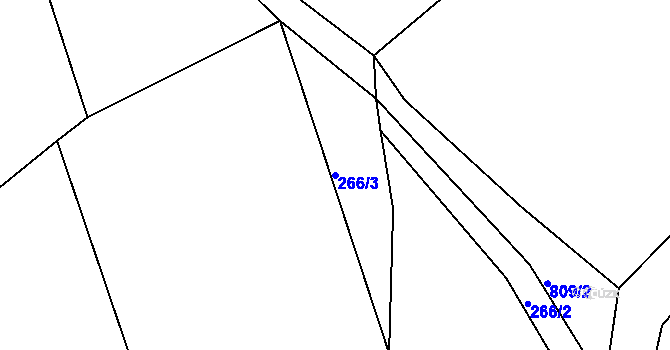 Parcela st. 266/3 v KÚ Lašovice, Katastrální mapa