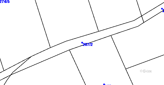 Parcela st. 267/2 v KÚ Lašovice, Katastrální mapa