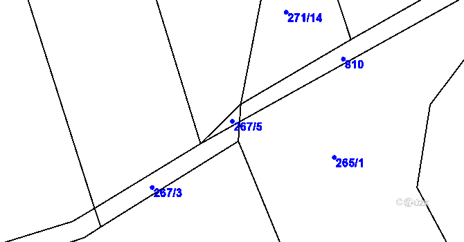 Parcela st. 267/5 v KÚ Lašovice, Katastrální mapa