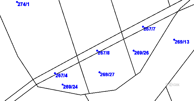 Parcela st. 267/8 v KÚ Lašovice, Katastrální mapa