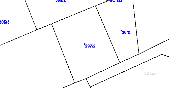 Parcela st. 297/2 v KÚ Lašovice, Katastrální mapa