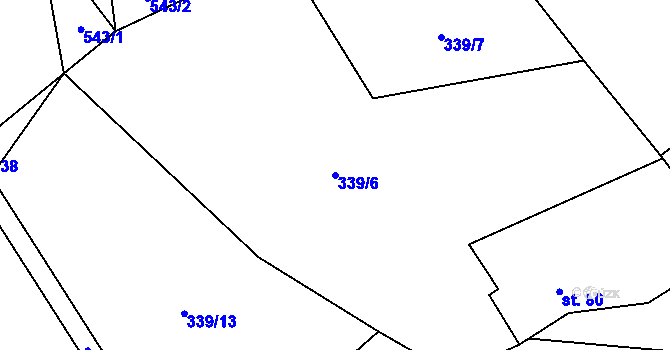 Parcela st. 339/6 v KÚ Lašovice, Katastrální mapa