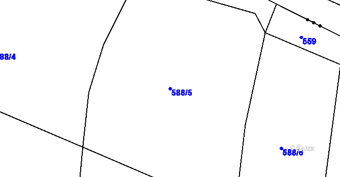 Parcela st. 588/5 v KÚ Lašovice, Katastrální mapa