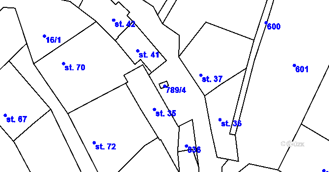 Parcela st. 789/4 v KÚ Lašovice, Katastrální mapa