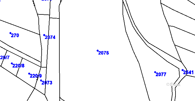 Parcela st. 2076 v KÚ Lavičky, Katastrální mapa