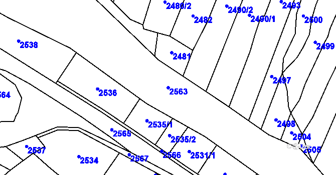Parcela st. 2563 v KÚ Lavičky, Katastrální mapa