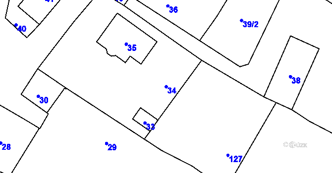 Parcela st. 34 v KÚ Lavičky, Katastrální mapa