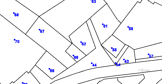 Parcela st. 62 v KÚ Lavičky, Katastrální mapa