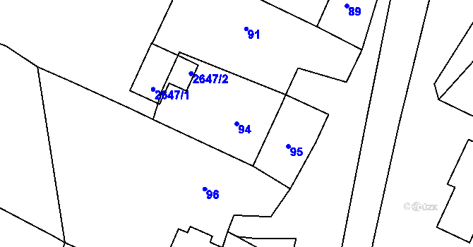 Parcela st. 94 v KÚ Lavičky, Katastrální mapa