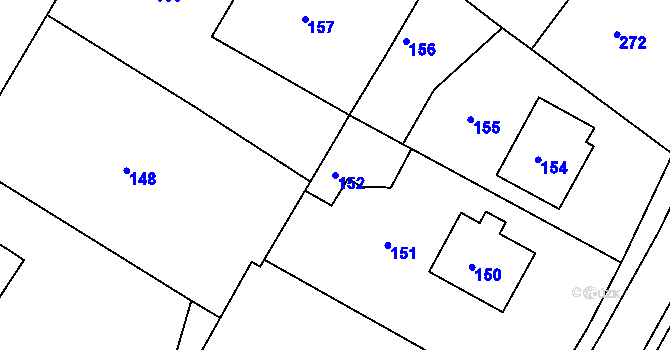 Parcela st. 152 v KÚ Lavičky, Katastrální mapa