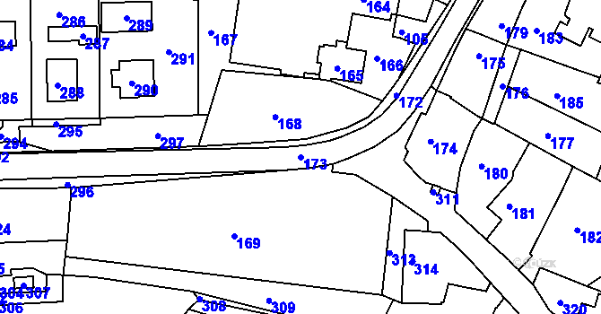 Parcela st. 173 v KÚ Lavičky, Katastrální mapa