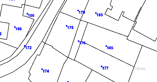 Parcela st. 176 v KÚ Lavičky, Katastrální mapa