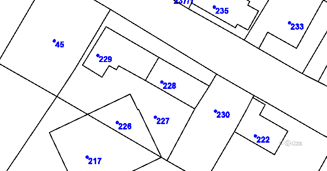 Parcela st. 228 v KÚ Lavičky, Katastrální mapa