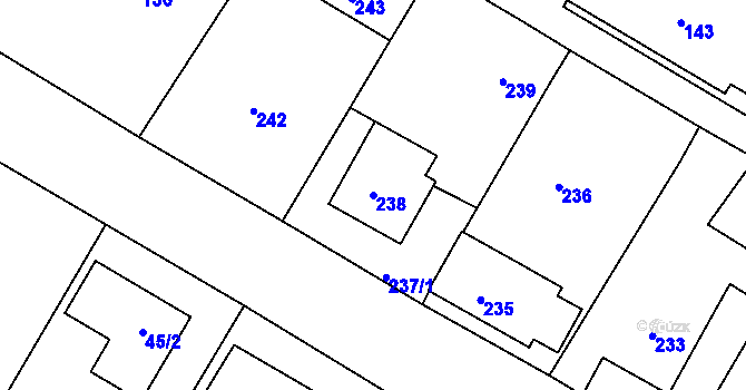 Parcela st. 238 v KÚ Lavičky, Katastrální mapa