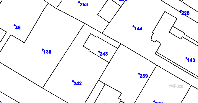 Parcela st. 243 v KÚ Lavičky, Katastrální mapa