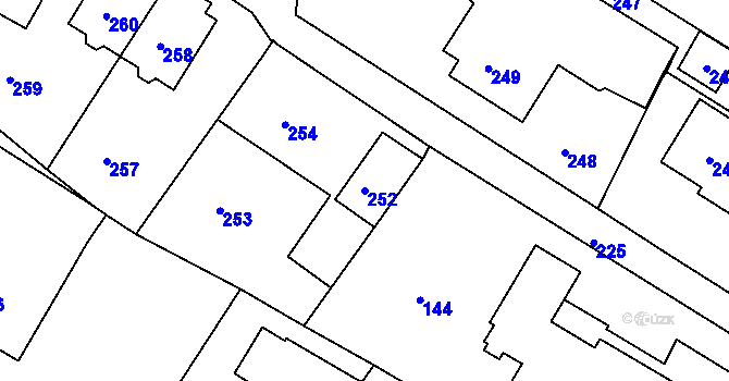 Parcela st. 252 v KÚ Lavičky, Katastrální mapa