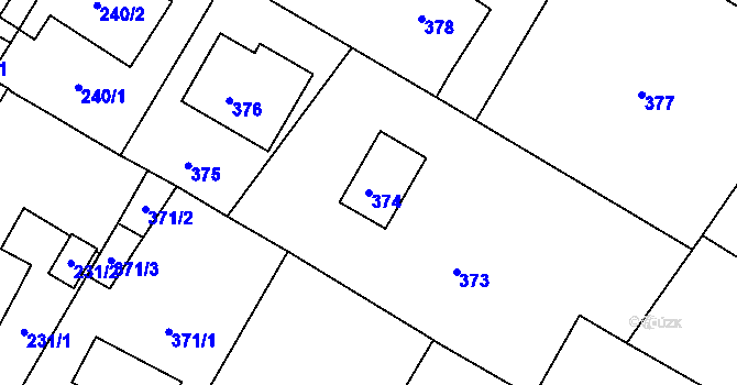 Parcela st. 374 v KÚ Lavičky, Katastrální mapa