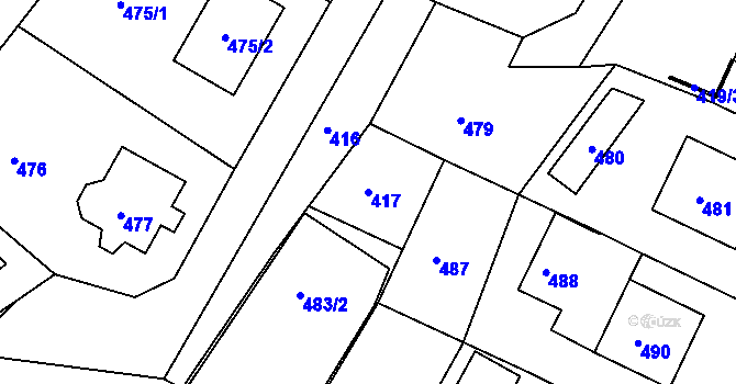 Parcela st. 417 v KÚ Lavičky, Katastrální mapa