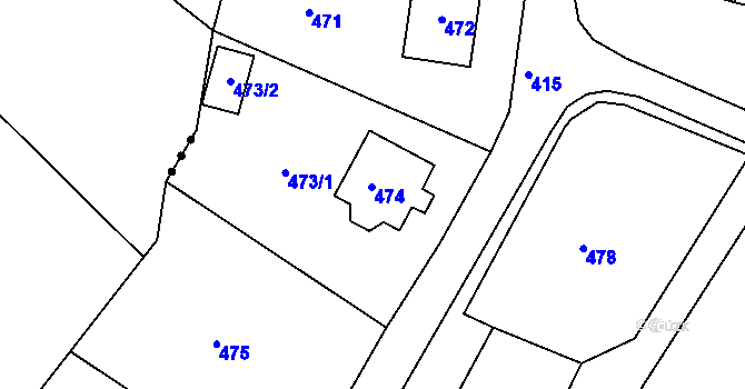 Parcela st. 474 v KÚ Lavičky, Katastrální mapa