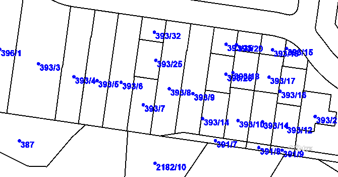 Parcela st. 393/8 v KÚ Lavičky, Katastrální mapa