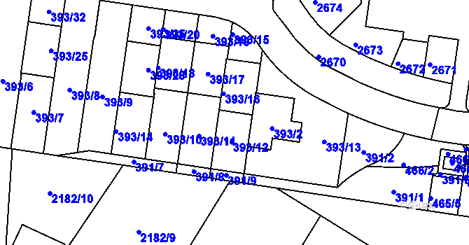 Parcela st. 393/12 v KÚ Lavičky, Katastrální mapa