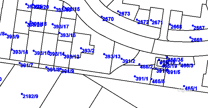 Parcela st. 393/13 v KÚ Lavičky, Katastrální mapa