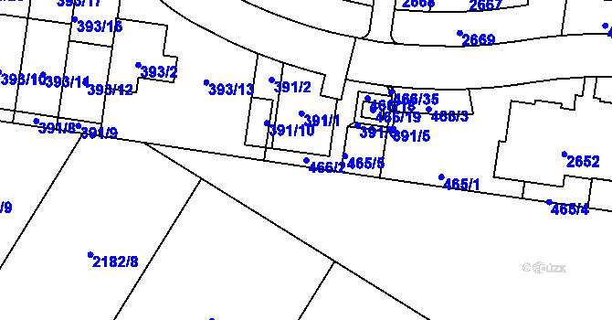 Parcela st. 466/2 v KÚ Lavičky, Katastrální mapa