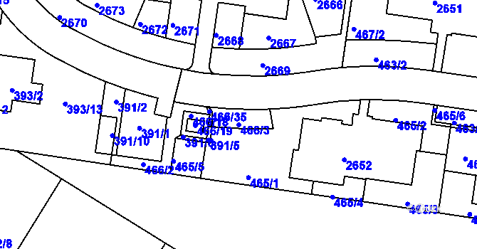 Parcela st. 466/3 v KÚ Lavičky, Katastrální mapa