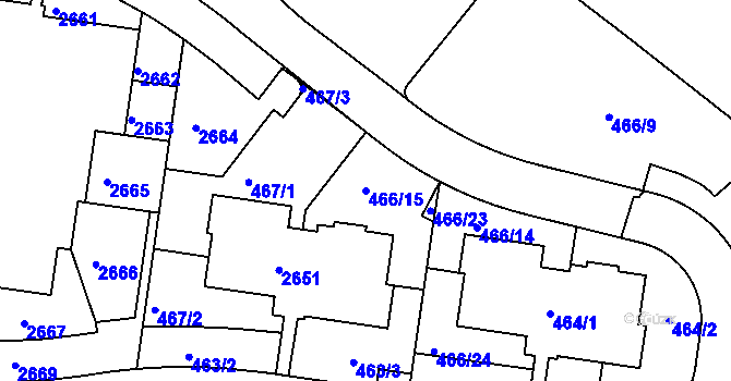 Parcela st. 466/15 v KÚ Lavičky, Katastrální mapa